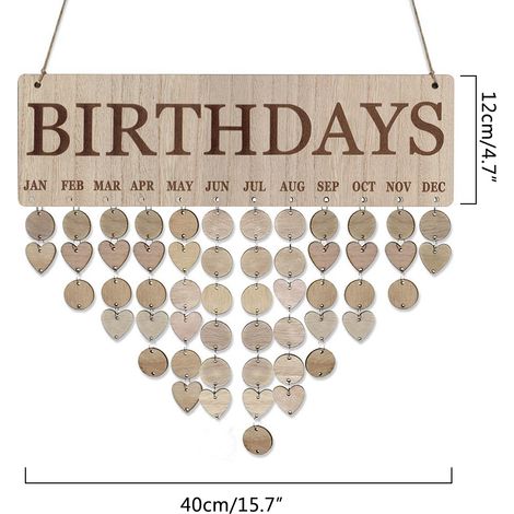 Calendrier d'anniversaires familial avec étiquettes, tableau mural en bois à faire soi-même, plaque calendrier de rappel d'anniversaires, cadeau pour maman (1/5)