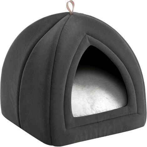 Bedsure Lits pour chat d'intérieur – Lit pour chat avec oreiller rembourré amovible et lavable, lit pour chaton, cabane pour chat, lit pour petit chien, gris foncé, 38,1 cm (1/5)