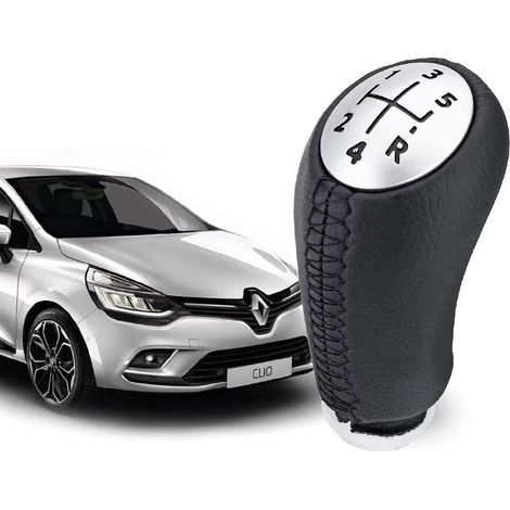 Pommeau de Vitesse Clio 3 – EN CUIR - Levier de Vitesse 5 Vitesses pour Laguna / Megane 2 / Clio 4 / Scenic / Kangoo (1/5)