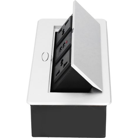 Prise électrique de sol escamotable de bureau avec double port USB, 3 broches, 250 V, 10 A (1/5)