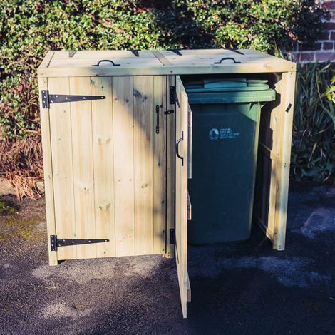 Deluxe Double Bin Store - Timber - L90 x W140 x H120 cm - Garden Storage - Minimal Assembly Required (1/5)