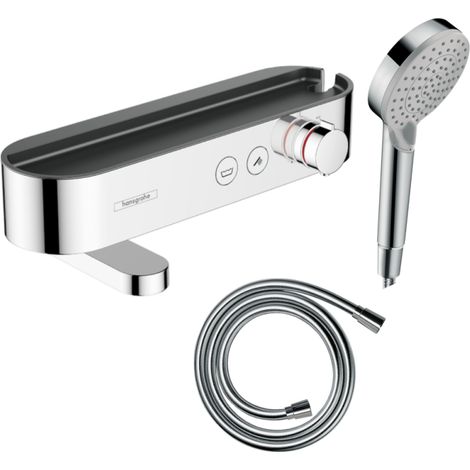 Pack mitigeur bain douche thermostatique HANSGROHE ShowerTablet Select + Flexible Isiflex + Pommeau de douche Vernis Blend Chromé