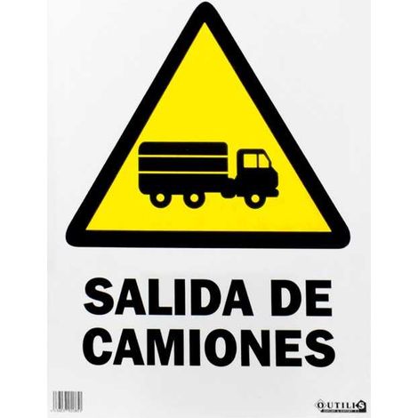 Panneau de sortie de camion en plastique robuste 40x30 cm haute visibilité jaune et noir