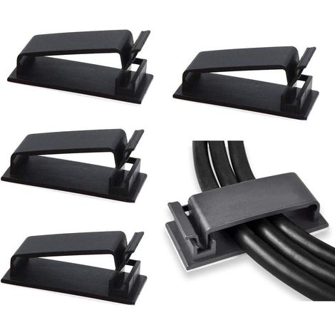 Organizador de cables, 50 clips adhesivos para cables, organizador de cables eléctricos, cables Ethernet y sistema de gestión de cables para TV, PC, portátil y oficina. (1/4)