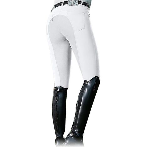 Damen-Reithose mit hohem Bund und elastischem Bund, schmale Passform, im Rennstil – Größe 3XL – Weiß