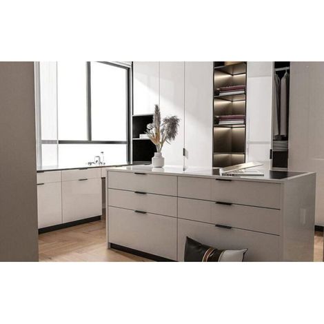 Poignées de meuble invisible - 10 pièces, alliage aluminium mat noir, 96mm entre-trous, +20 vis - Convient pour cuisine, Étiquette (1/5)