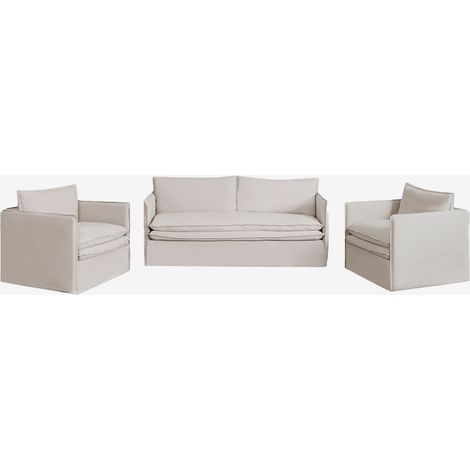 Set da salotto con divano 3 posti e 2 poltrone in lino e cotone Grace SKLUM (1/5)