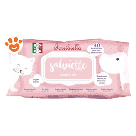 Ferribiella Dog & Cat Salviette Detergenti Sensitive Bio - Ferribiella Dog & Cat Salviette Detergenti Sensitive Bio - Confezione da 40 Salviette