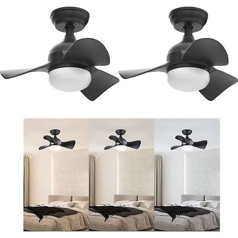 Ventilateur de plafond avec éclairage en 2 pcs, 3 vitesses, noir, gradation progressive, avec télécommande. (1/5)