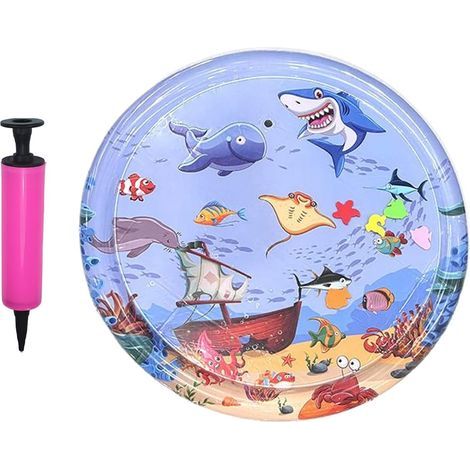 Tapis Rafraîchissant pour Chat Tapis de, activités et Repos Jouet d'eau interactif rond pour chat Enfant Couchage Bain Plage Piscine Été Natation Extérieur (1/5)