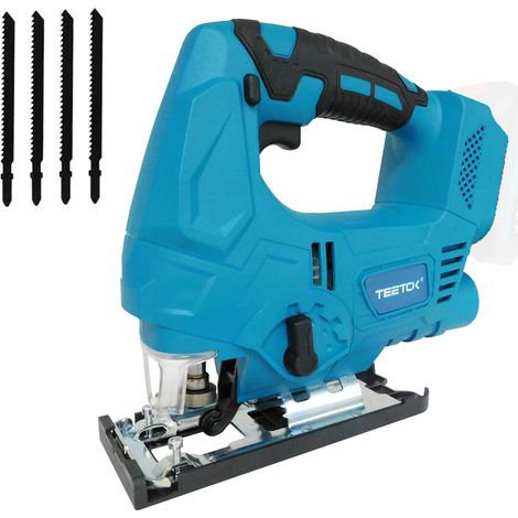 Akku-Stichsäge,18V Akku-Stichsäge mit 4 Sägeblättern, -45° bis +45° Fasenschnitt, zum Schneiden von Kunststoff, Holz,(Gehäuse, nicht Akku),Kompatibel mit Makita-Akku
