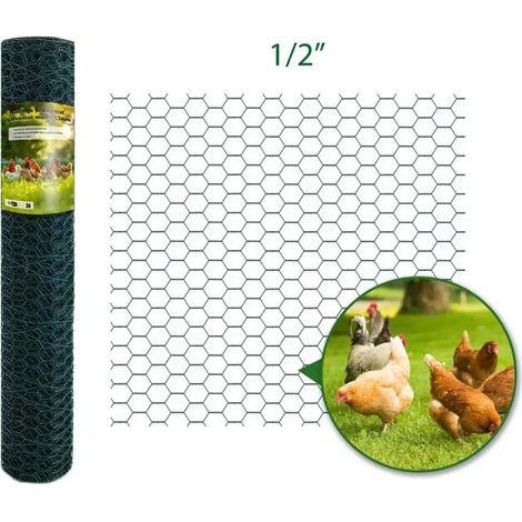 Grillage hexagonale plastifié vert - Maille 13 mm - H 1m - Rouleau 10 ml (1/3)