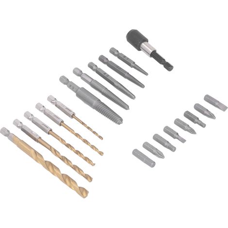 Schraubenausdreher-Set, entfernt beschädigte Schrauben, Sechskantbohrer mit Schraubendreherbits, 12-teiliges Set, Stahl (1/5)