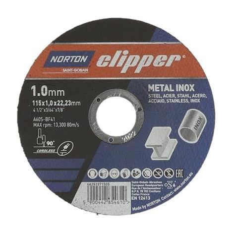 Disco de corte D115x1,0mm Tipo 41 Metal-Inox 13300 min-1 (1/2)