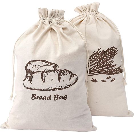 sacs à pain en lin - pour pain maison - 44,5 x 29 cm - non blanchis et réutilisables - pour baguettes artisanales (1/3)