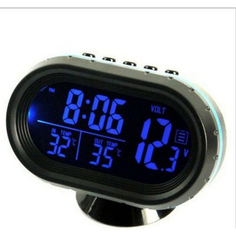 royaluxe - Horloge numérique 12-24 V Thermomètre Voltmètre Réveil LCD trempé avec 2 rétroéclairages (1/5)