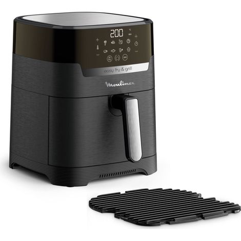 Moulinex Easy Fry & Grill, Friggitrice ad Aria 2 in 1, 4,6 Litri/1Kg, Acciaio inox, Friggitrice senza Olio con Griglia, Display Digitale Touch, 8 Programmi, 6 Persone, Nero, EZ5058 (1/5)