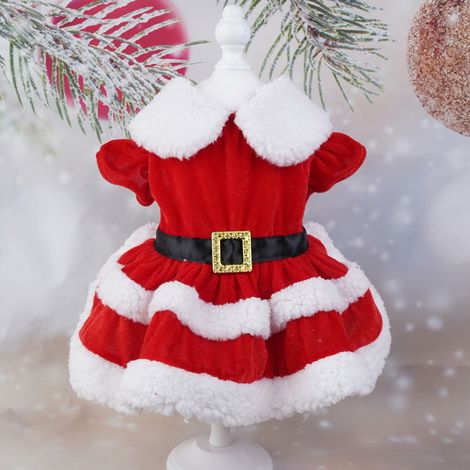 Chien Noël Costume Chiot Robe Doux Chaud À Manches Courtes Noël Vêtements Pour Animaux Chien Tenue De Noël Pour Chiens Chats (1/4)