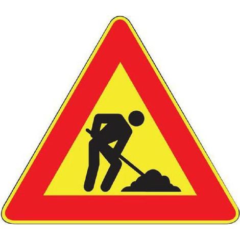 Segnale "Lavori in corso" triangolare con lato 90 cm rifrangente realizzato in metallo