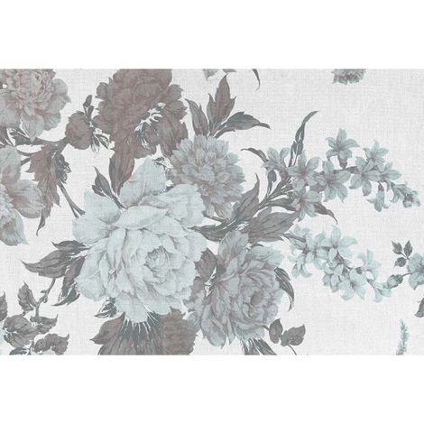 Papier peint panoramique fleuri vert effet textile Tapisserie panoramique motif fleur pour chambre Papier peint panoramique couloir floral vintage (1/3)
