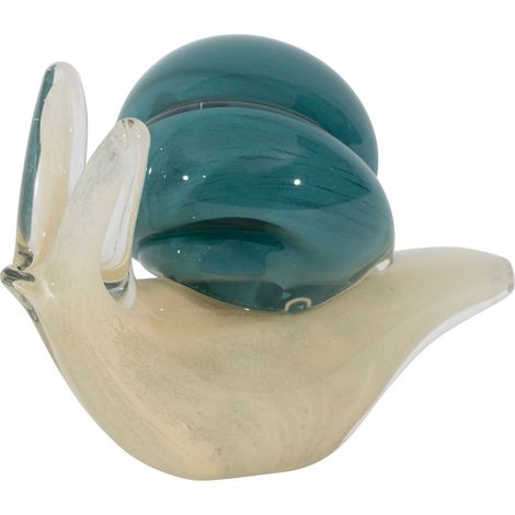 Presse papier escargot verre bleu 13x7x9cm (1/3)