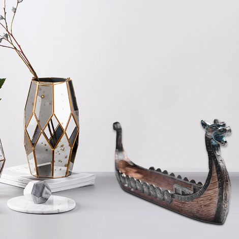 Wikingerschiff-Räucherstäbchenhalter aus Kunstharz, Retro-Schiffsornament, exquisite und wunderschöne Heimdekoration (1/5)