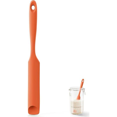 Hitzebeständiger Silikonspatel mit Löffelspitze, schmal & flexibel, orange
