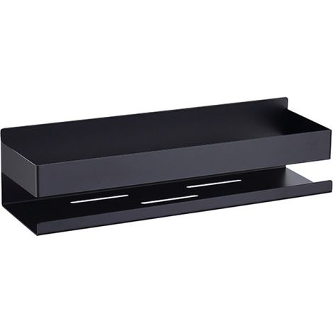 Étagère de douche noire mate sans perçage, en acier inoxydable SUS304, auto-adhésive, 30 cm. (1/5)