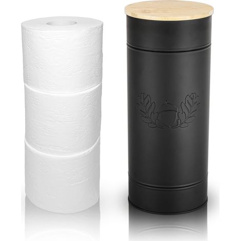 Rangement de papier toilette [Noir - Métal] Accessoire décoratif pour salle de bain et toilettes d'invités - Rangement de papier toilette de style vintage moderne - Rangement de (1/5)