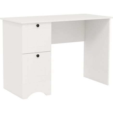 Mesa de ordenador con 2 cajones escritorio mesa de juego robusta tocador mesa para ordenador portatil color blanco (1/5)