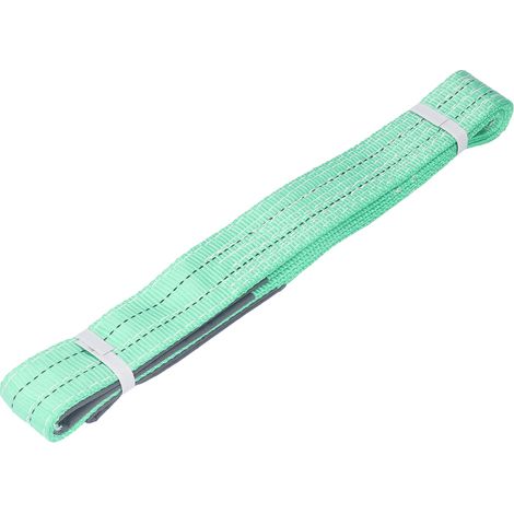 Ortviai Sangle de levage plate en polyester 2 T, 2 m, boucles doubles, largeur 50 mm, verte (1/5)