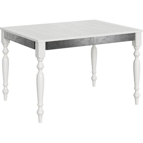 Table extensible 6 à 10 places L 120 à 224cm bois blanc Romencia (1/5)