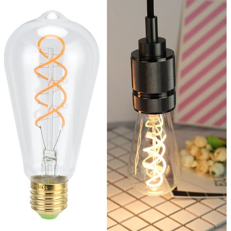 ST64 E27 4W Vintage Doppelspiral-Glühbirne, dimmbar, 220V, warmweißes Licht (klar) (1/5)