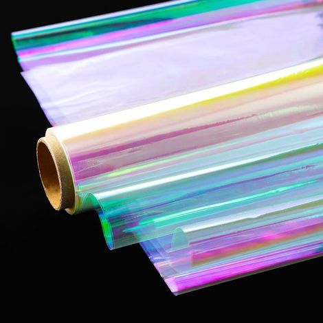 Rouleaux de papier d'emballage transparent, papier cadeau en plastique transparent, idéal pour les fleuristes, les emballages cadeaux, les confiseries, etc. (Arc-en-ciel - 58 cm x 10 yards/rouleau, en (1/5)