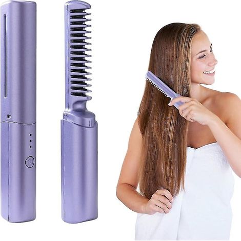 Brosse lissante portable mini, brosse lissante sans fil, lisseur rechargeable par USB (1/5)