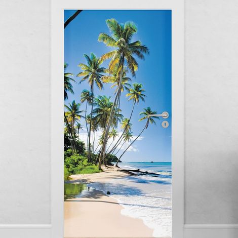 Pegatinas decorativas de viaje a la Isla Paraíso para puertas y paredes (77x200 cm) (1/4)