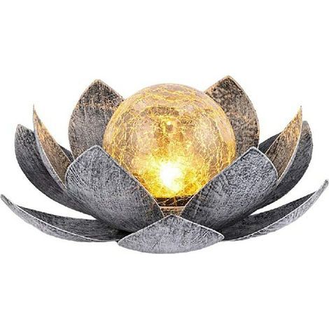 Lampe solaire LED lotus, sans fil, interrupteur automatique, indice de protection IP44, matériau métal/verre, argent (1/5)