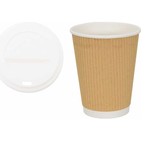 Tasses à café en papier avec couvercles 1000 pcs 12oz 300ml (1/5)
