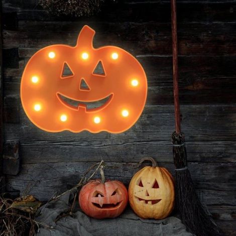 1 Panneau LED Citrouille, Plastique écologique, Lumière blanche chaude, Interrupteur arrière, Décoration Halloween Chambre . (1/5)