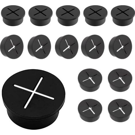 Passacavi flessibili in silicone, 15 passacavi, 25 mm, passacavi da tavolo per mobili, scrivanie e tavoli da conferenza (1/5)
