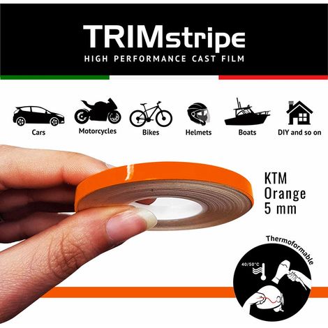 Trim Stripe Strisce Adesive per Auto, Arancio KTM - Dimensione: 5 MM X 10 MT