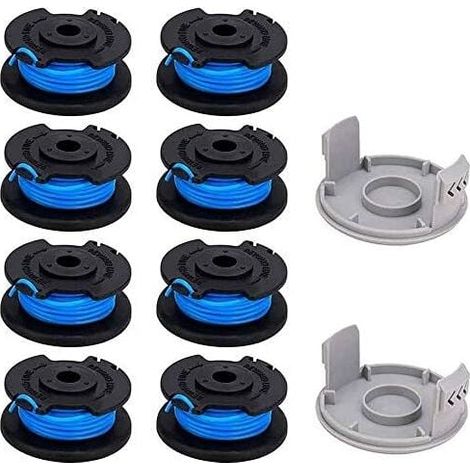 Lot de 10 bobines de rechange Ulisem de 0,065" pour coupe-bordures Ryobi 18 V, 24 V, 40 V, compatibles avec les coupe-bordures sans fil Ryobi One+ AC14RL3A de 11 pieds, 8 bobines + 2 capuchons de coup (1/4)