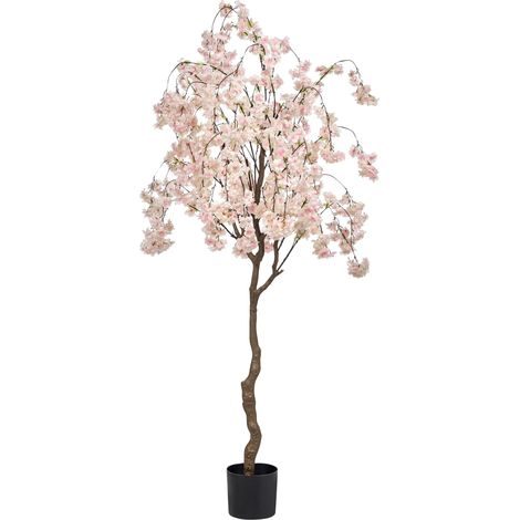 Artificial Potted Plant Pink Plastic Leaves Material 190 cm Decorative Indoor Accessory CHERRY TREE