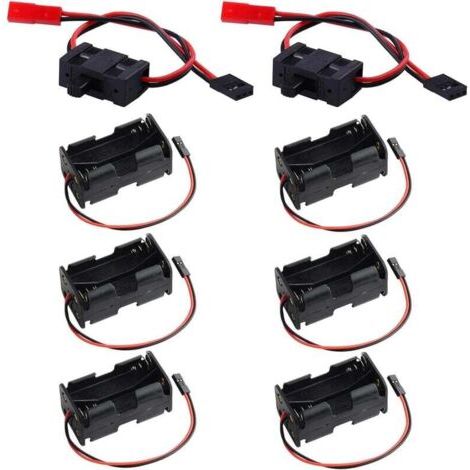 BUNTHAUS PA 6 Pcs Support Batterie 4 AA avec Connecteur JST 2 Broches Interrupteur Récepteur RC pour Voiture Avion (1/4)