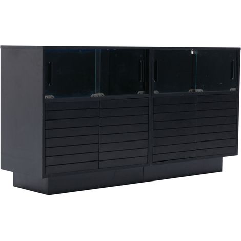 Sideboard 130 x 35 x 68 cm mit Schiebetüren aus Glas, LED, schwarz, MODENUIT (1/5)