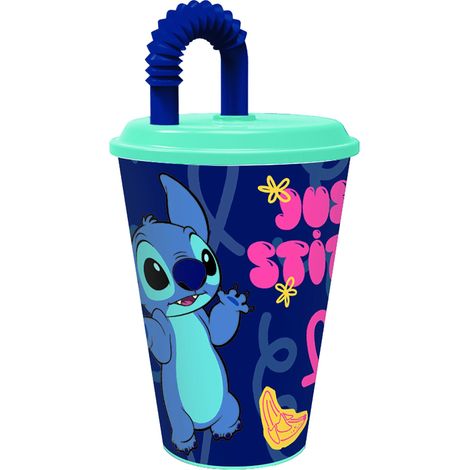 TATAWAY Disney bicchiere 430 ml con cannuccia Stitch Palms comodo colorato Auto (1/3)