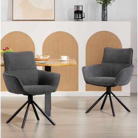Silla de comedor giratoria con reposabrazos, lote de 2, gris oscuro HAVRYA (1/5)