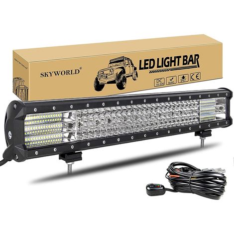 59 cm 570W Barre de Led 4x4 avec 12V Faisceau de Câblage Kit 23 Pouces Straight Led Light Bar, Barre Lumineuse Etanche pour Offroad Véhicules Voiture Camion SUV ATV, Feu Antibrouillard (1/5)