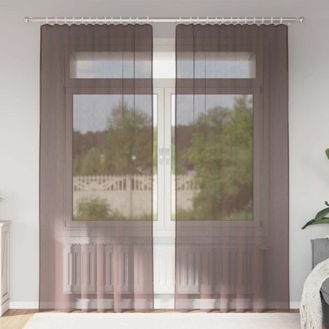 Voile Vorhänge mit Stangentaschen 2 Stk. Braun