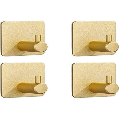 4-teiliges Set selbstklebender Wandhaken, Bilderhaken ohne Bohren, Wandhaken, Klebehaken, Command 3M Saugnapfhaken, zum Aufhängen von Handtüchern, Badezimmerhaken, Kleiderhaken (Gold) (1/5)